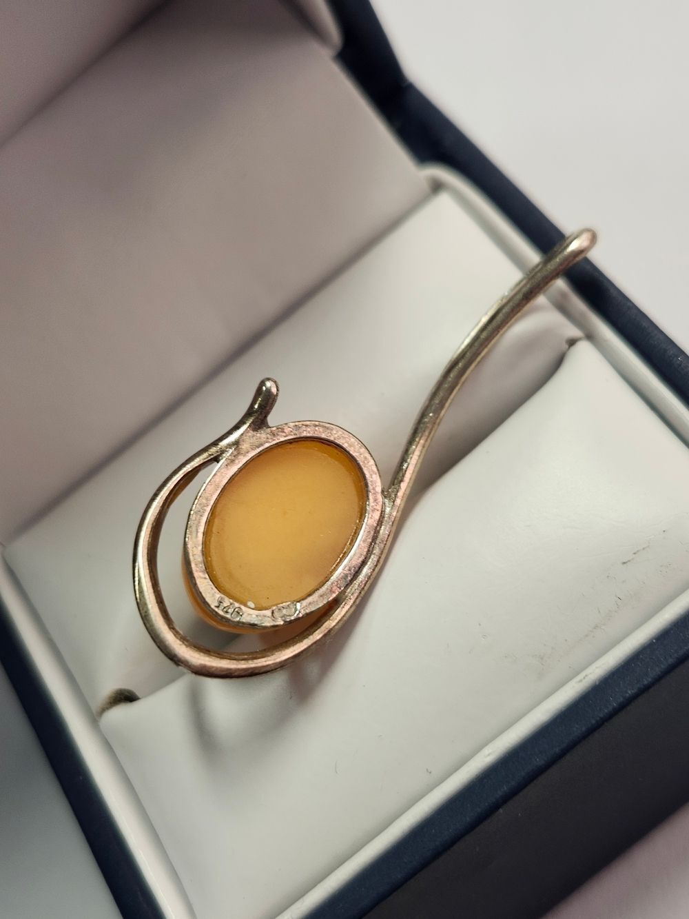 Sterling Silver Pendant 925 With Egg Yolk Yellow Center - Picture 5 of 5